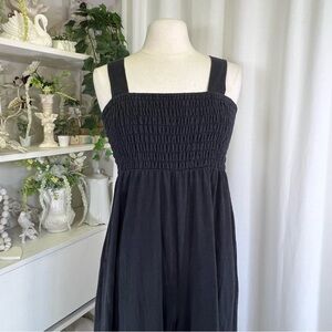 Free People Beach  Black Smocked Jumpsuit